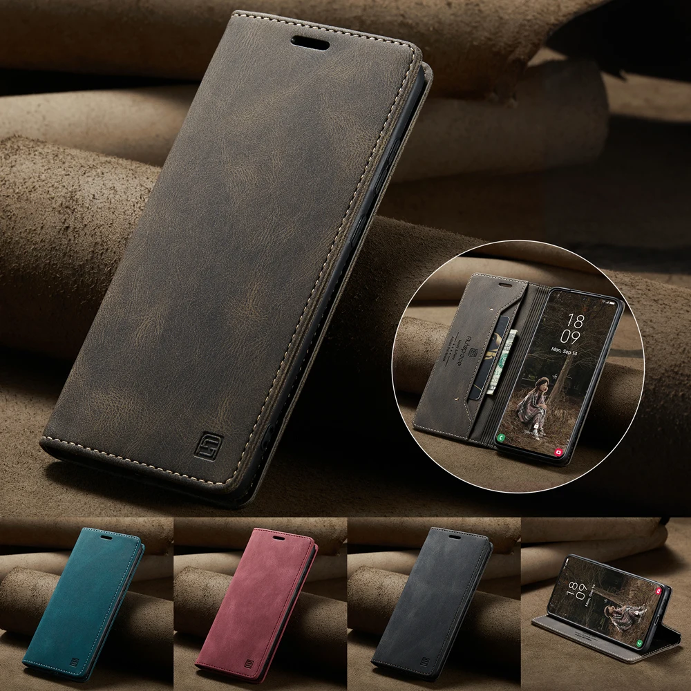 

For Samsung Galaxy S22 S22+ Samsung S22 Ultra Luxury Magnetic Flip Wallet Cards Leather Case Cover Support wireless charging