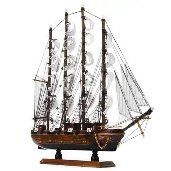 

New 50cm Wood Crafts Desk Ornaments Office Shop Club Decoration Kits Classical 50cm Wooden Sailing Boat Ship Model Home Decor