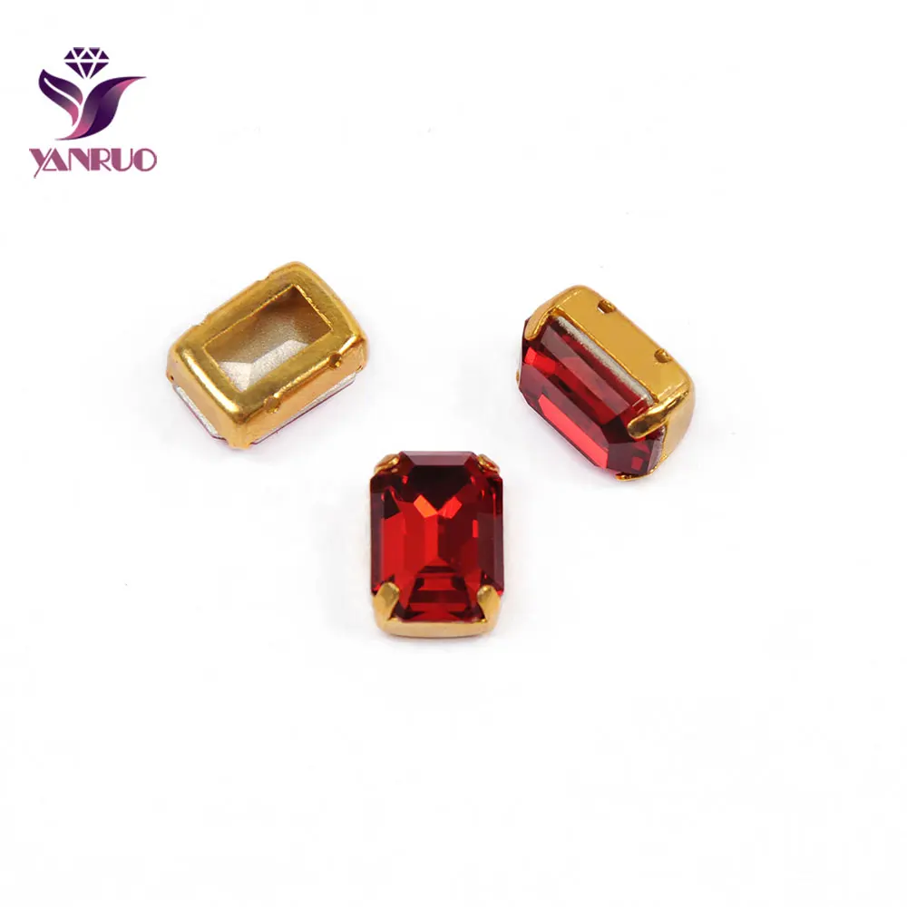 YANRUO 4610 Восьмиугольные Швейные Стразы Хрустальные стеклянные камни заостренные сзади пришитые стразы аппликации для платьев - Цвет: Siam