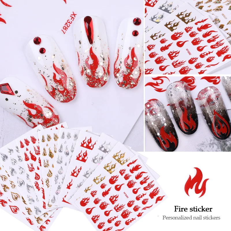 Красочные стикеры 3D на ногти Nail Art Переводные снежинки дизайн золото наклейка