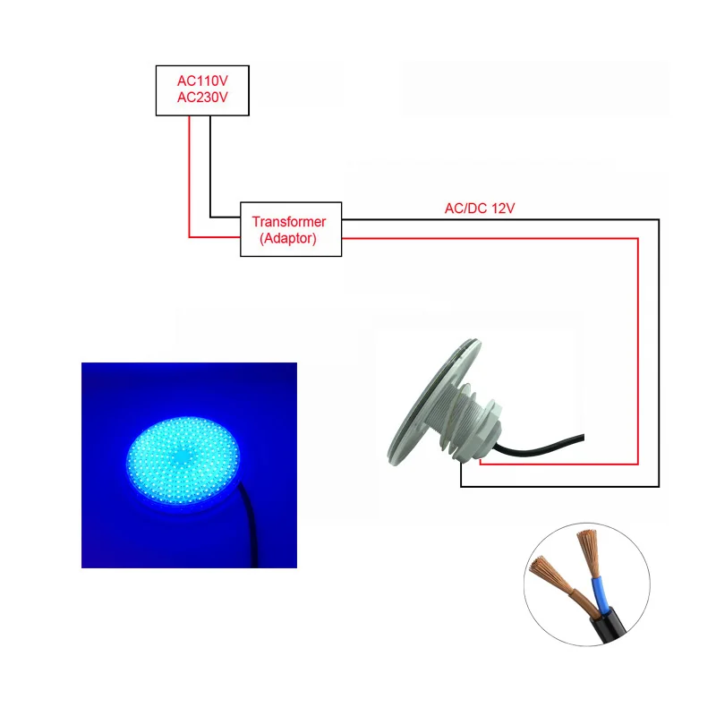 Underwater LED Light for Intex Pool 25W 30W 42W 50W 60W Resin Filled Multiple RGB color with Remote 12V AC submersible led pool lights Underwater Lights