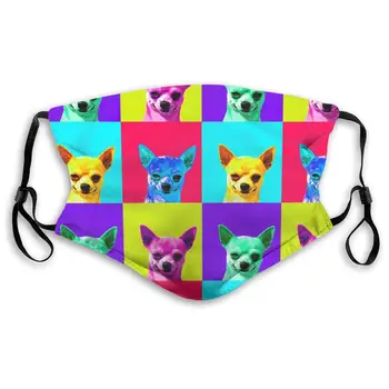 

Chihuahua Pop Art Maks PM2.5 with Filter Washable Reusable Mask, Cotton Anti Dust Half Face Mouth Mask For Kids Teens Men