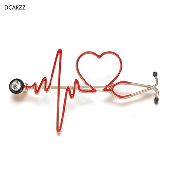 

DCARZZ Electrocardiogram Stethoscope Personality Medical Medicine Brooch Pin Alloy Jewelry Nurse Doctor Student Hat Lapel Pins