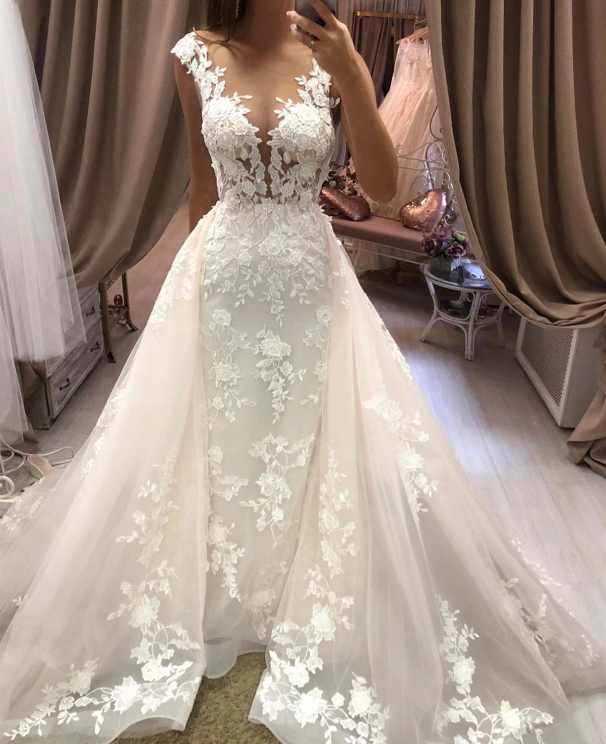 2020 Sexy cuello en V vestido de sin hasta el encantadores vestidos novia con tren de novia Vrobe de mariee elegante|Vestidos de novia| - AliExpress