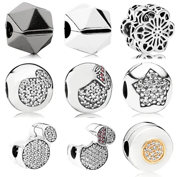 

NEW 2018 100% 925 Sterling Silver Safety Clip Personality Retro Charm Bead Collocation Bracelet DIY Bangle Girl Gift Wholesale