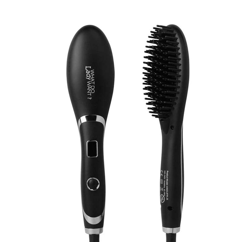 

Hot Professional Flat Iron Smoothing Straightening Brush Ceramic Hair Straightener Comb Lcd Digital Display US Plug
