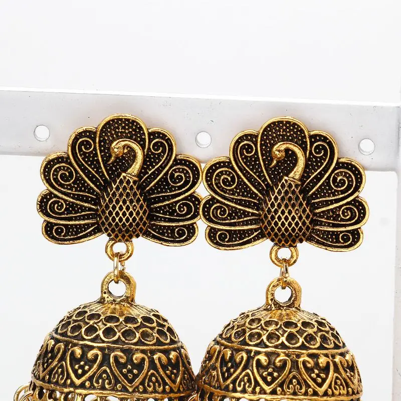 Бохо Винтаж Павлин Jhumka индийский этнический Болливуд Цыганский родовой висячие
