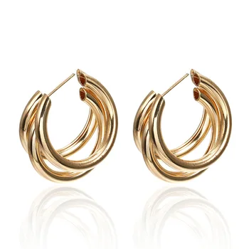 

Peixin Fashion Za Gold Metal Drop Earrings for Women Steam Punk Big Round Design Statement Earrings Brincos Geometric Jewelry