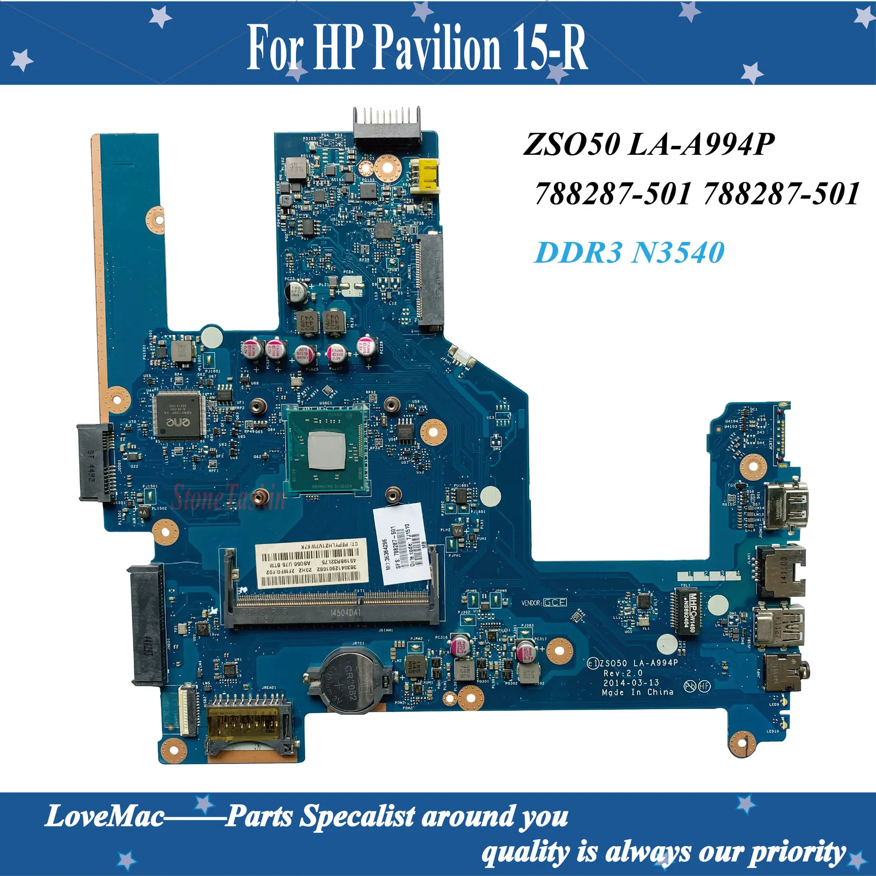 Высокое качество 788287-501 788287-001 портативный блок для Hp 15 15-R 15T-R 15-S ZSO50 LA-A994P DDR3 N3540 CPU 100%