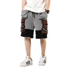 Мужские шорты в стиле хип-хоп, хлопковые спортивные штаны с лентами, мульти карманы, эластичная резинка на талии, короткие брюки, уличная одежда, мужские летние короткие штаны, Hombre