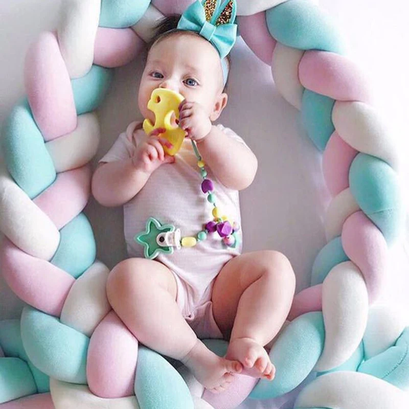 Baby Bumpers In The Crib Handmade Weaving 100%Cotton Chichonera Crib For Infant Bebe Protector Cot Bumper Room Decor 1M/2M/3M crib bumper