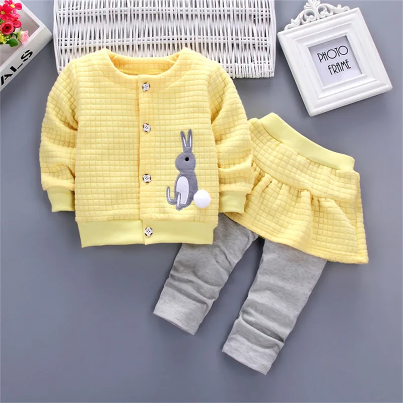 Baby girl clothes spring and autumn cotton thick warm set casual cartoon cute rabbit set baby long-sleeved baby girl two-piece Baby Clothing Set cheap