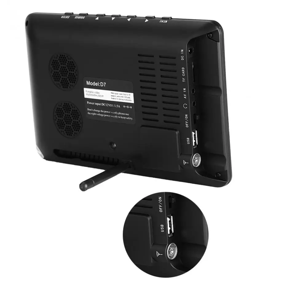  LEADSTAR 7 inch Portable Mini Tv Full Compatible With DVB-T2 H265/Hevc DVB-T/H264 Dolby Ac3 800x480