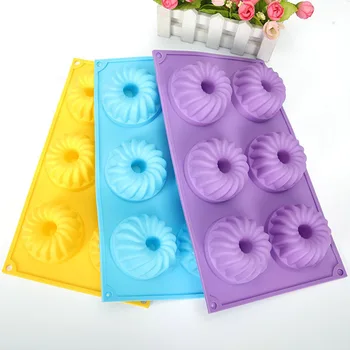 

Silicone Cake Mold Reusable Random Color DIY Baking Tools 6-Cavity Cupcake Jelly Candy Decoration Kitchen Supplies