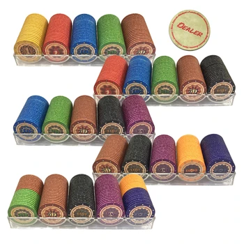 

100PCS USA History Ceramic Poker Chips Set Retro Design with 1 Poker Dealer Button