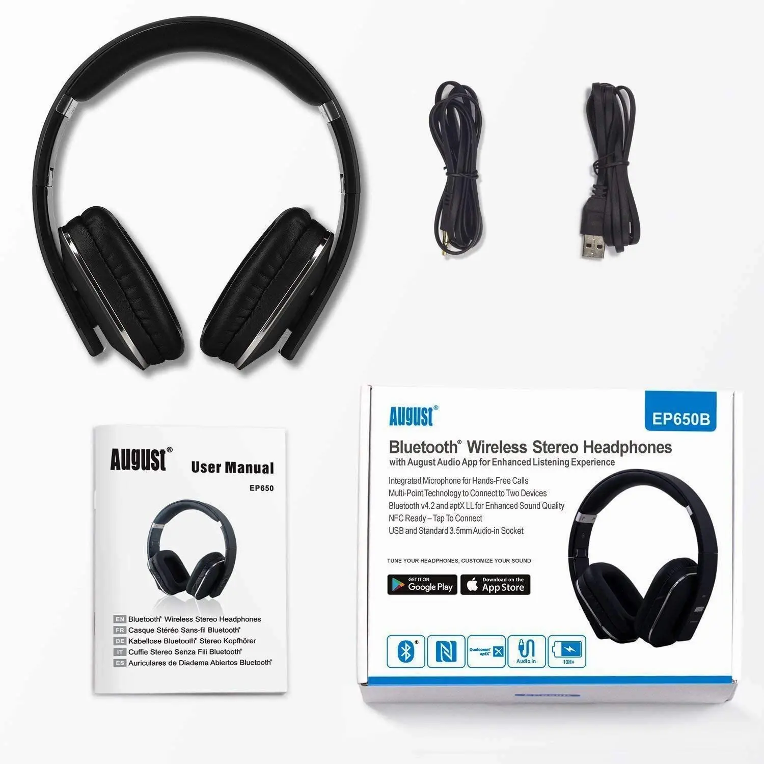 Headset para tv Ep650-fones de Ouvido sem Fio com Microfone Multiponto Bluetooth 4.2 Música Estéreo Aptx Telefone Ago - Nfc - Image 6