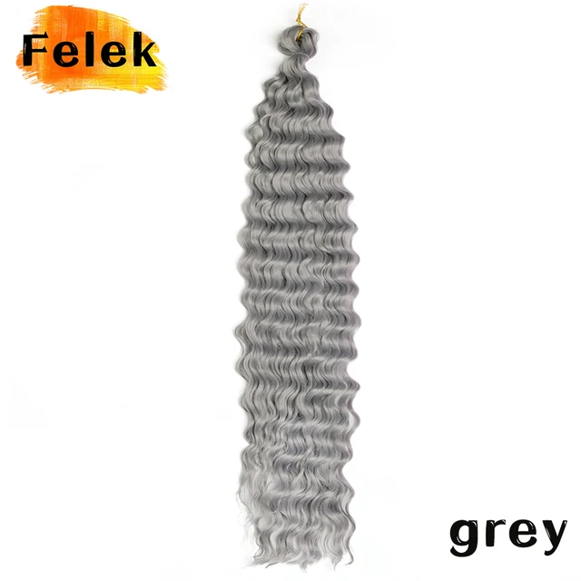 22-30inch Deep Wave Twist Crochet Hair Natural Synthetic Afro Curls Crochet Braids Ombre Braiding Hair  Extensions For Women #Grey