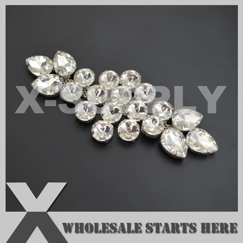 

(2pc/lot) Small Crystal Silver Bridal Dress Accessories Crystal Rhinestone Appliques, X12-0075