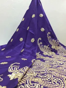 

African George Fabric High Quality Indian Raw Silk George Wrappers Hot Nigerian Lace Fabrics Set with Blouse for Wedding 5 yards