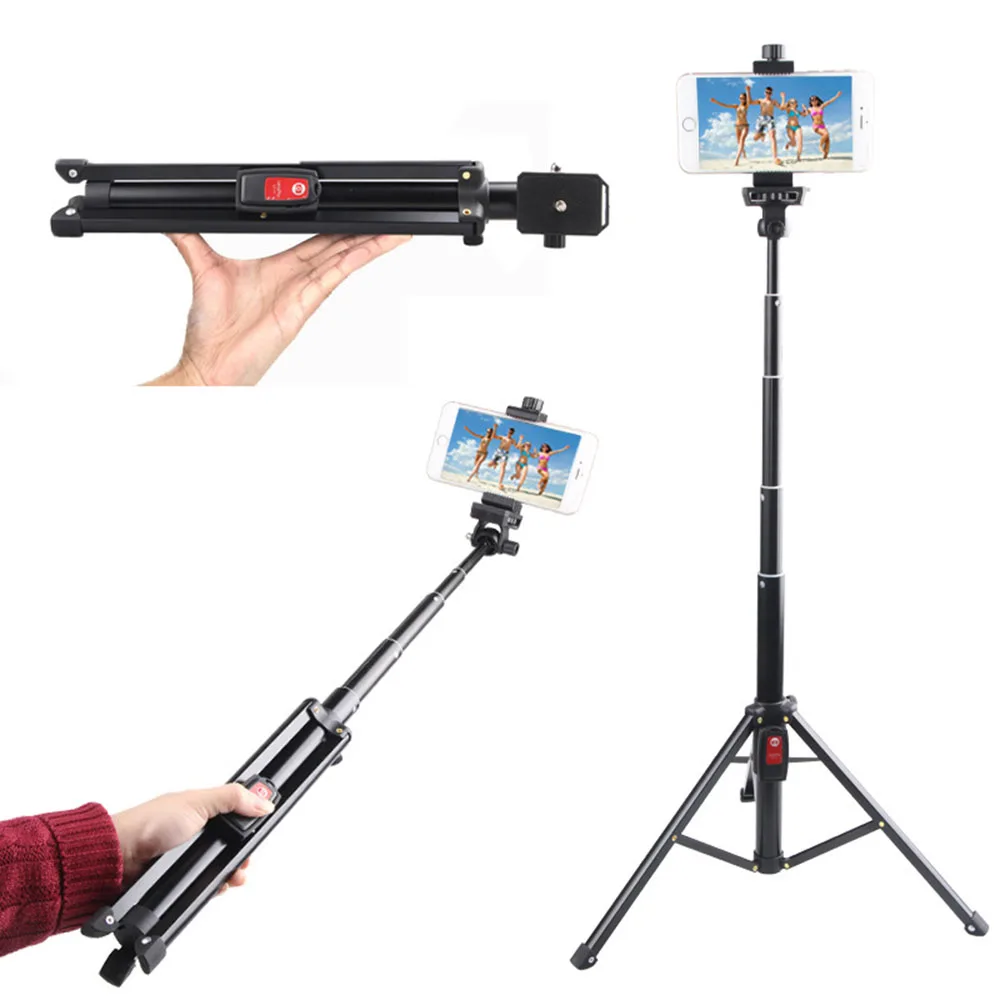 

Portable aluminum alloy stretch telephoto stick, Gopro camera Mini mobile phone Bluetooth tripod selfie stick for Iphone / xiaom