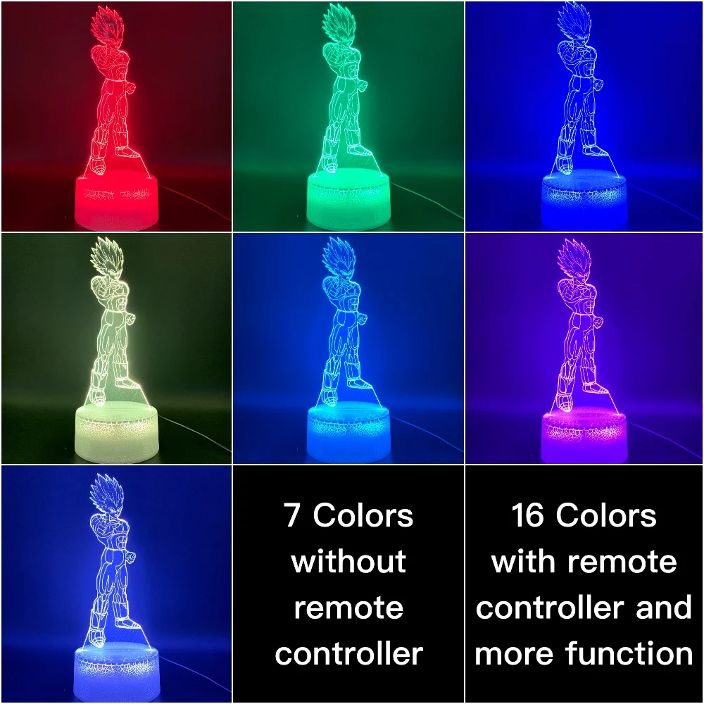 Awesome 3D Illusion Lamp Dragon Ball Z Goku Super Saiyan Figure Office Home Decoration Lamp Gift for Kids Child Led Night Light