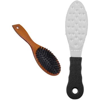 

1 Pcs Hairbrush Massage Comb Anti-Static Hair Scalp Brush Styling Tool & 1 Pcs Foot File Callus Remover Foot Tools