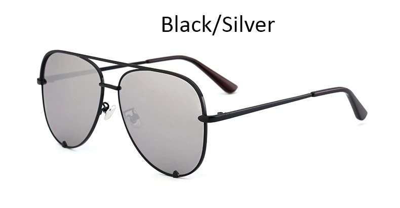 Black Silver Винтажные Золотые Солнечные очки пилота женские модные зеркальные солнцезащитные очки Женские Классические брендовые красные оттенки из сплава для женщин oculos - Цвет линз: Black Silver