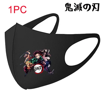 

1PC Black Mouth Mask Anime Demon Slayer Cartoon Pattern Face Mask Cotton Fabric Anti Dust Pollution Masks For Man Women Washable