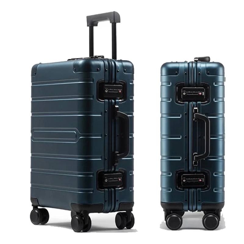 Дешевые 2" 24" 2" дюймов чемодан Полный алюминиевый багаж для путешествий Спиннер переноска чемодан на колесиках дорожная сумка чемодан на колесиках - Цвет: Blue