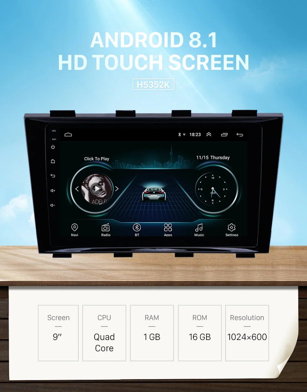 Flash Deal Harfey 2 din HD Touchscreen 9" Android 8.1 car GPS Radio for 2009-2015 Geely Emgrand EC8 with Bluetooth AUX support Carplay TPMS 0