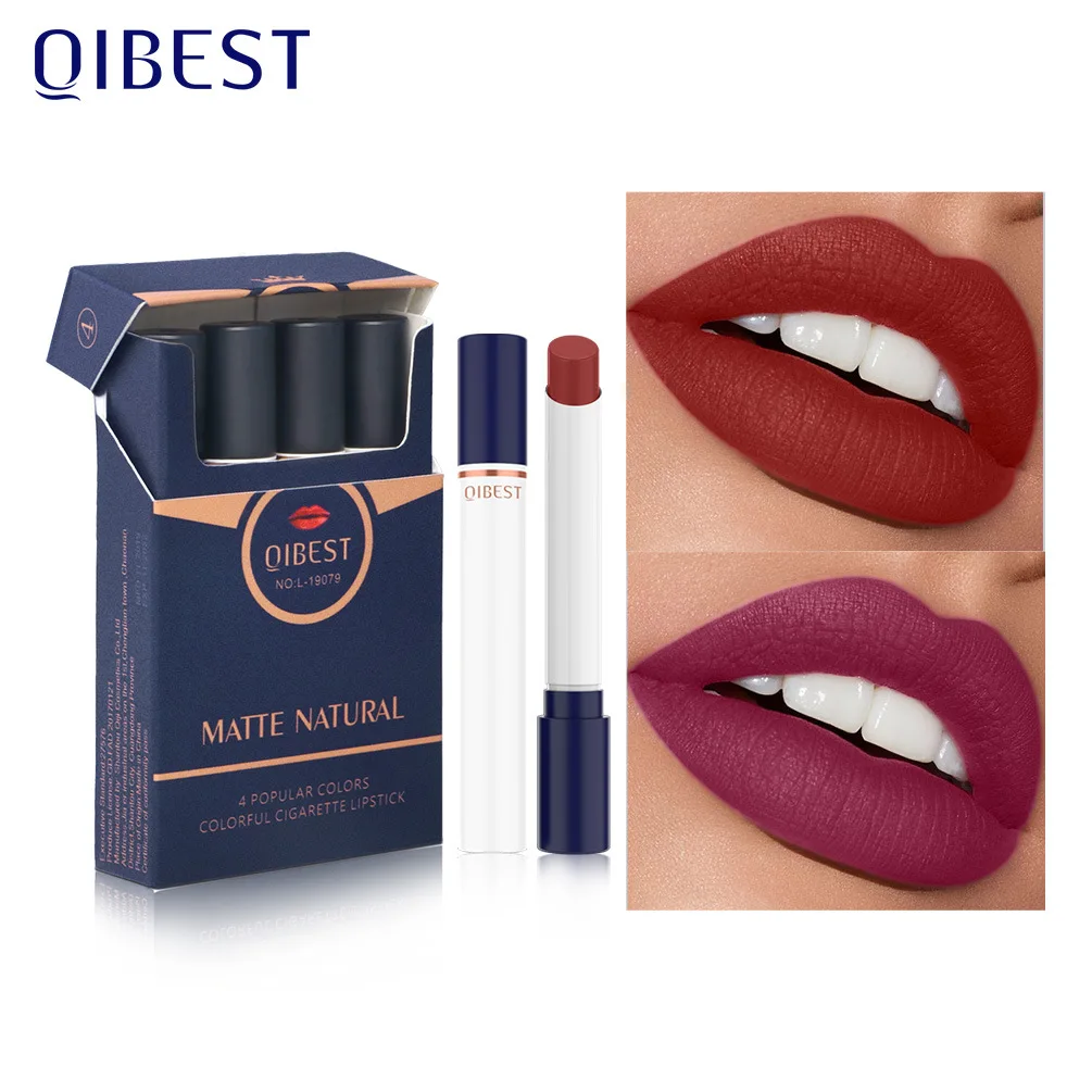 Qibest 4 Colors Cigarette Lipstick Set Smoke Tube Lipstick Makeup Velvet Matte Long Lasting Lips Nude Rouge Lip Batom Waterproof Qibest 4 Colors Cigarette Lipstick Set Smoke Tube Lipstick Makeup Velvet Matte Long Lasting Lips Nude Rouge Lip Batom Waterproof