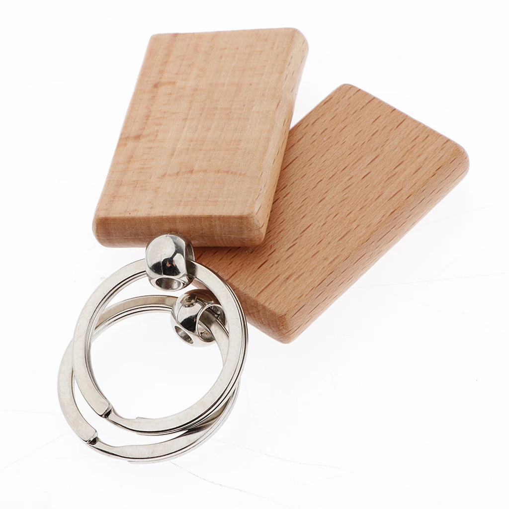 5 Blank Wooden Key Chain Diy Wood Keychain Rings Key Tags Jewelry Findings Craft