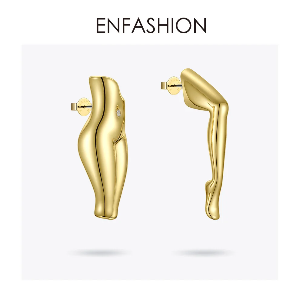 ENFASHION Body Part Thigh 3D Drop Earrings For Women Gold Color Leg Special Long Dangle Earings Fashion Jewelry Kolczyki E191108