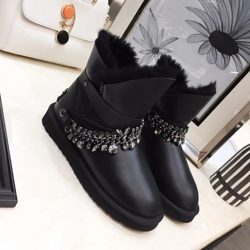 Обувь Donna Scarpe; женская плюшевая обувь; Zapatos De Mujer; обувь со стразами; chaussures femme; зимние сапоги без каблуков; женская обувь с круглым носком