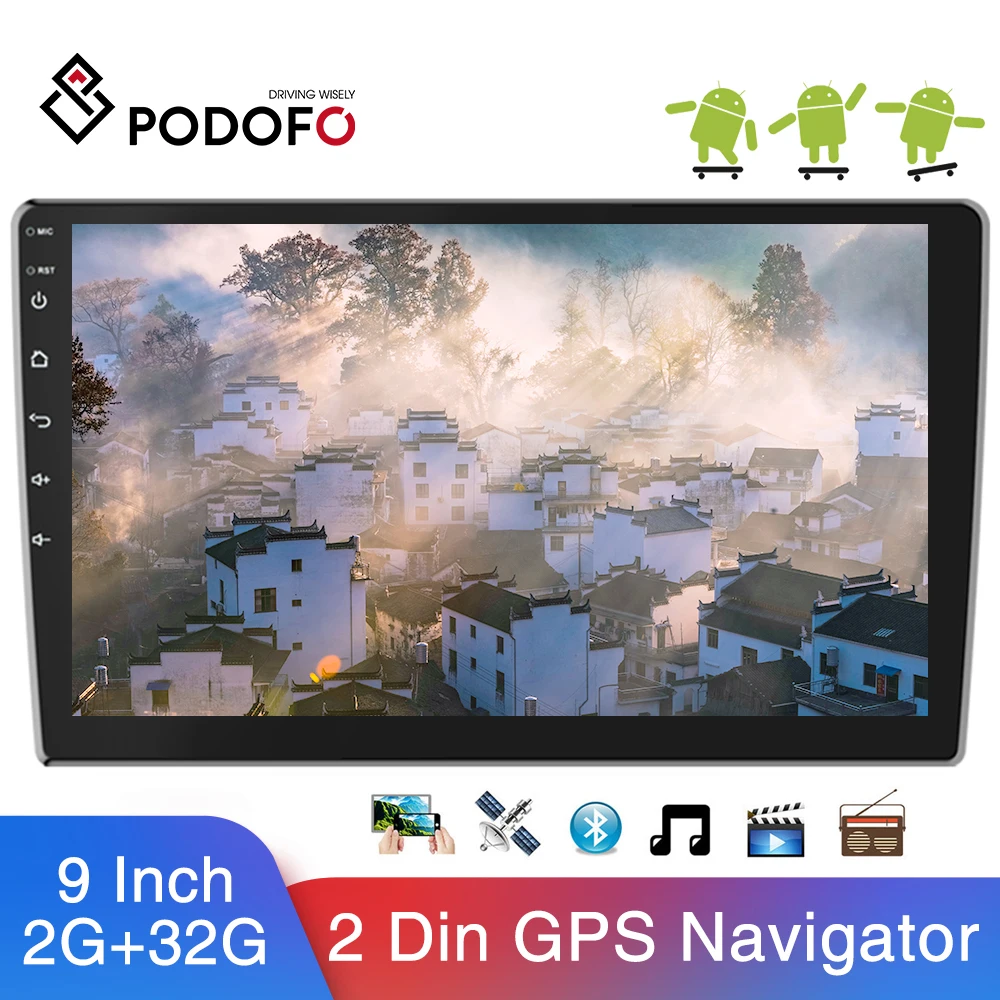 Podofo 9 &quotAndroid автомобильный мультимедийный плеер 2din Радио Аудио Стерео Авторадио