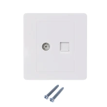 RJ45 Network Adapter+TV Antenna Coaxial Wall Mount Output Faceplate Panel Socket ZY119  Enchufe Inteligente Smart Plug Us