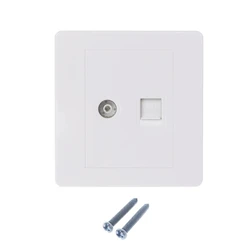 RJ45 Network Adapter+TV Antenna Coaxial Wall Mount Output Faceplate Panel Socket ZY119  Enchufe Inteligente Smart Plug Us