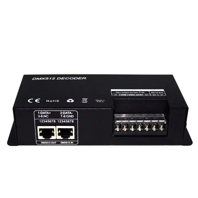 4 канала 24A RGBW DMX 512 светодиодный декодер контроллер DMX диммер используется для DC12-24V RGBW RGB Светодиодная лента E65B