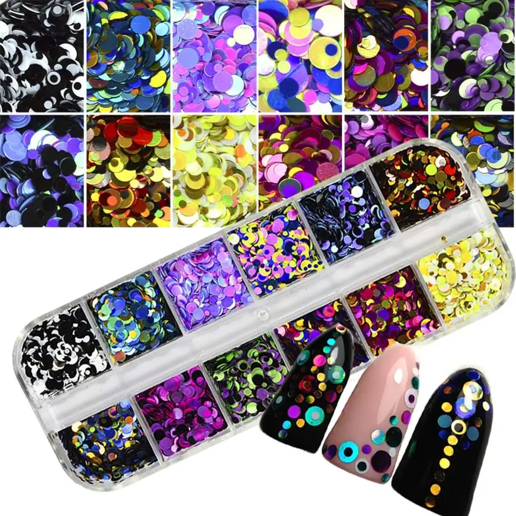 

Mixed Nail Sequins Glitter Round Nail Paillette Home, Party, Club, etc. Nail Art Tip Box Decoration Manicure