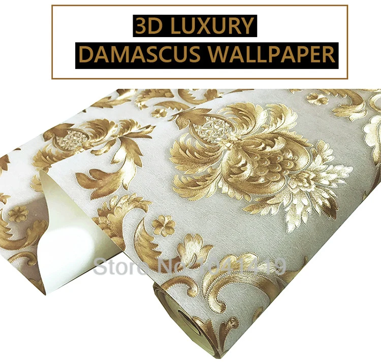 3D обои Европейский стиль роскошные золотые обои Дамаск рулон гостиная ТВ диван спальня домашний Декор ПВХ виниловые обои