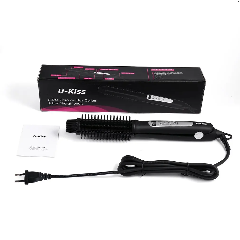 

Ceramic Hair Curler & Hair Straightener Professional Ceramic Ionic Fast Heating 3 Grade Thermostatic LCD Display Electric 200 °C
