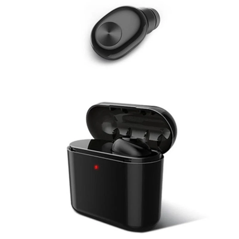 Bluetooth беспроводные наушники вкладыши мини гарнитура с зарядным ящиком для хранения для вождения спортивные наушники - Цвет: Черный