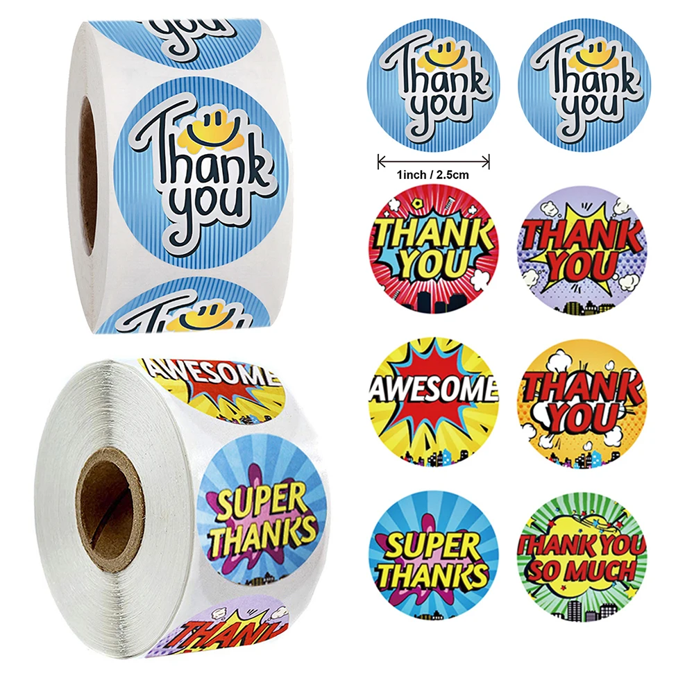 

500pcs 1 Inch Cute Thank You Reward Sticker Label Diary Scrapbooking DIY Decoration Stationery Stickers