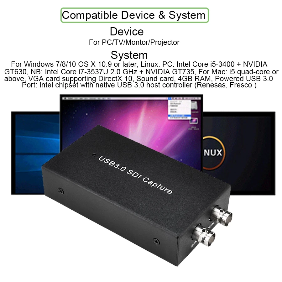 Ezcap 262 1080P 60fps USB SDI Video Record Recorder SDI to USB 3.0 Video Game Capture Card For Mac Windows Linux Live Streaming