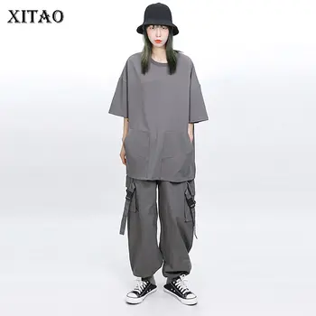 

XITAO Original Style Solid Color Short Sleeve O Neck Casual Loose Design T Shirt 2020 Summer Fashion New Tee Women XJ4548