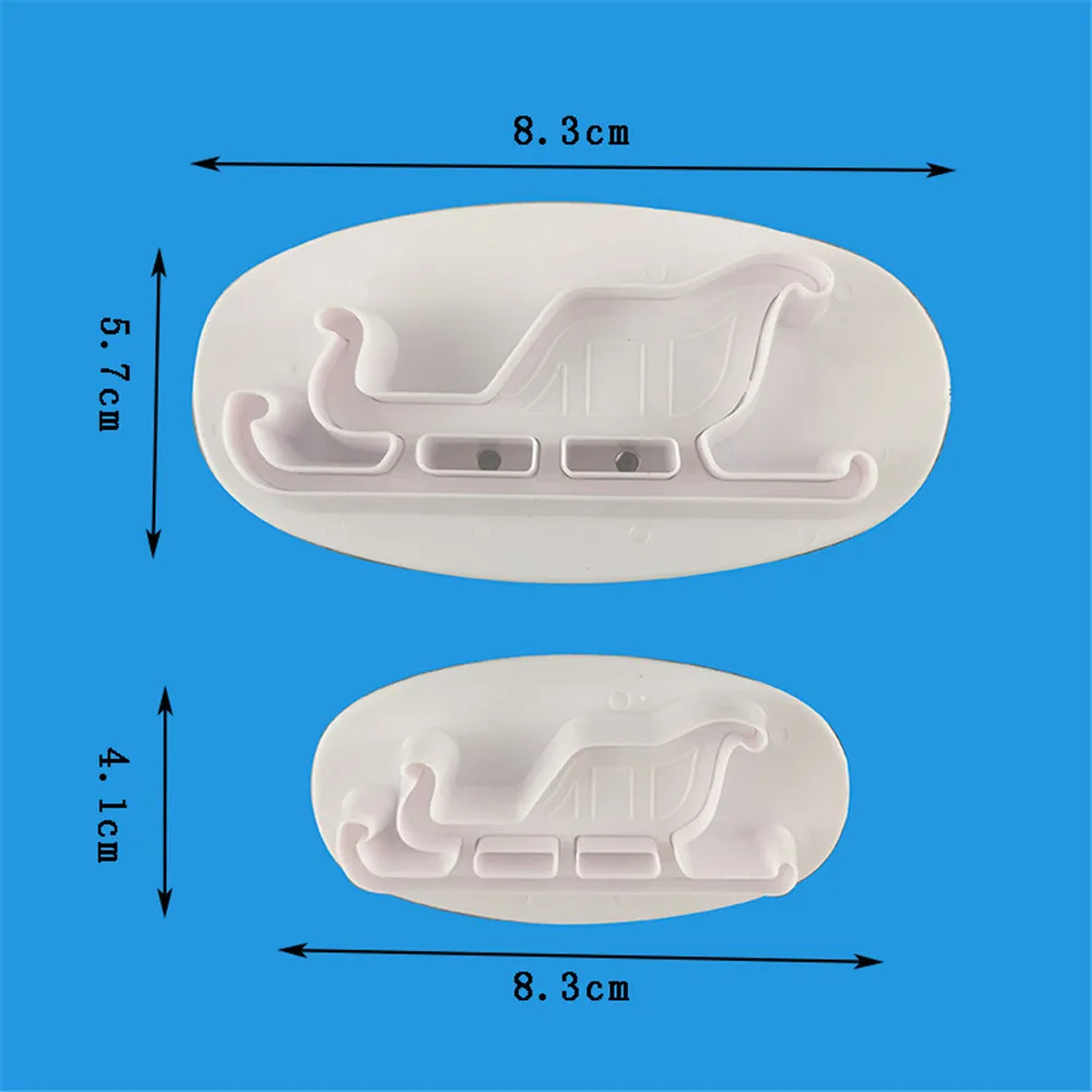 2pcs Christmas sleigh Plastic Cake Molds Mould Fondant Tools Cookie Cutter Birthday Baking Cake Decorating Cake Accessories05