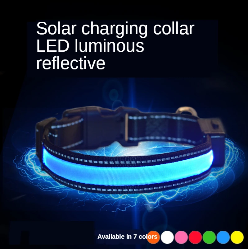 

LED solar luminous collar charging flash collar Teddy luminous neck rope pet supplies dog collar accessories