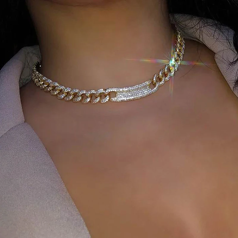 Cz Curve Bar Pendant Necklace Gold 