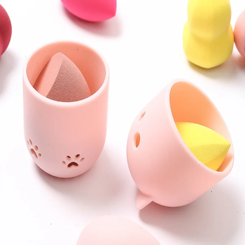 

Kitten Beauty Powder Puff Blender Holder Sponge Makeup Egg Drying Case Portable Soft Silicone Cosmetic Blender Sponge Box Holder