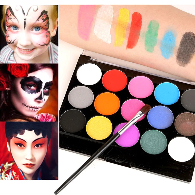 

New Body Art Oil Painting 15 Colors Cosmetics Face Paint Halloween Makeup Set Party Makeup Body Paint Henna Tattoo Waterproof